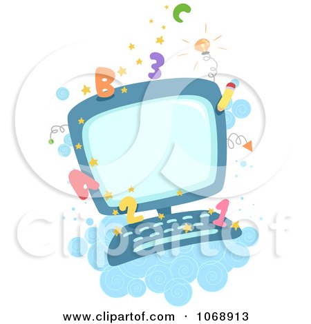 Clipart Educational Computer With Numbers And Letters - Royalty Free Vector Illustration by BNP Design Studio