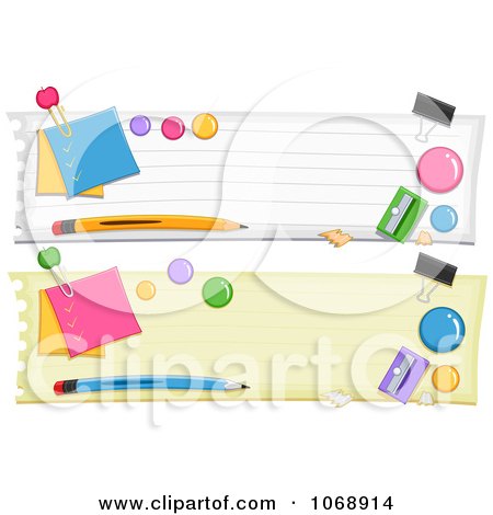 Clipart School Items Website Banners - Royalty Free Vector Illustration by BNP Design Studio