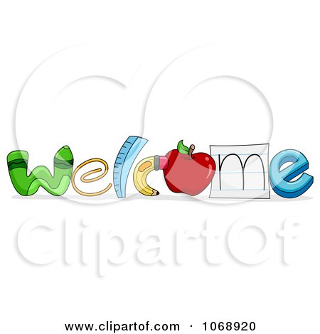 Clipart WELCOME Formed With School Supplies - Royalty Free Vector Illustration by BNP Design Studio