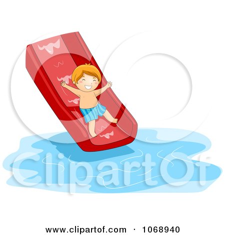 Clipart Boy Going Down A Water Slide - Royalty Free Vector Illustration by BNP Design Studio