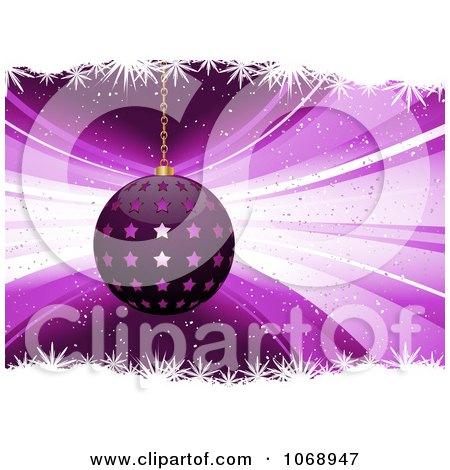 Clipart 3d Purple Star Christmas Bauble With Snowflakes - Royalty Free Vector Illustration by elaineitalia