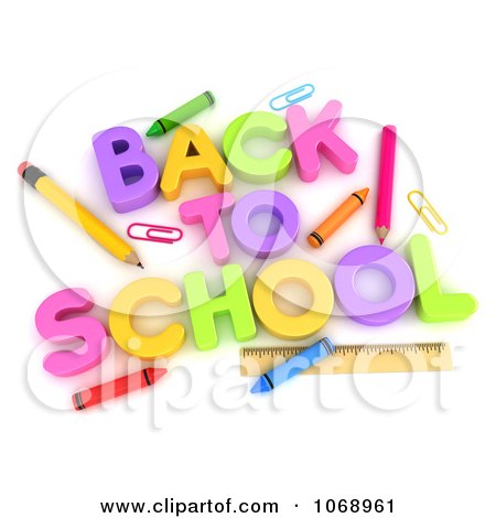 Clipart 3d BACK TO SCHOOL With Items - Royalty Free CGI Illustration by BNP Design Studio