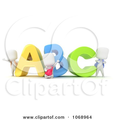 Clipart 3d Ivory School Kids With ABC - Royalty Free CGI Illustration by BNP Design Studio