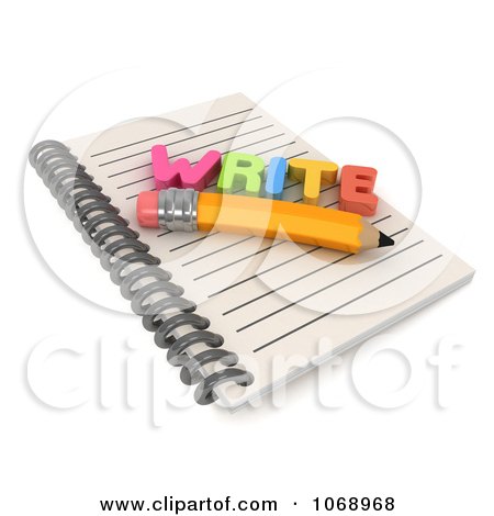 Clipart 3d WRITE And Pencil On A Notebook - Royalty Free CGI Illustration by BNP Design Studio