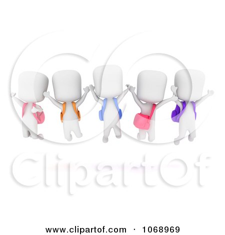 Clipart 3d Ivory School Kids Jumping - Royalty Free CGI Illustration by BNP Design Studio