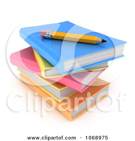 Clipart 3d Pencil On School Books - Royalty Free CGI Illustration by BNP Design Studio