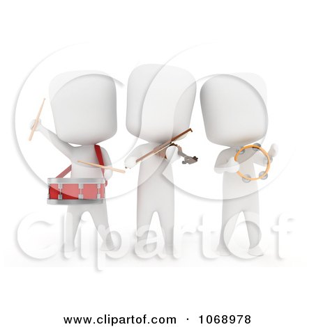 Clipart 3d Ivory Kids Playing Instruments - Royalty Free CGI Illustration by BNP Design Studio