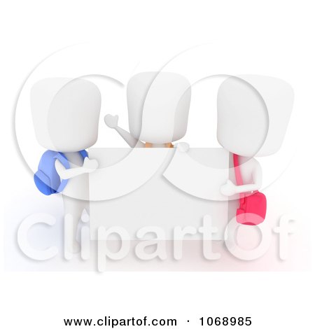 Clipart 3d Ivory School Kids Holding A Sign - Royalty Free CGI Illustration by BNP Design Studio