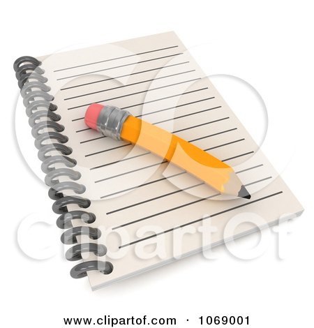 Clipart 3d Notebook And Pencil - Royalty Free CGI Illustration by BNP Design Studio