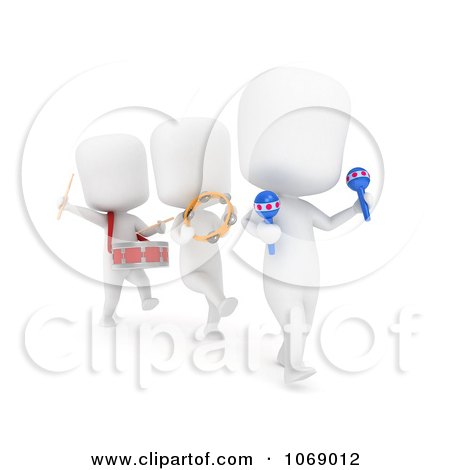 Clipart 3d Ivory Kids In A Marching Band - Royalty Free CGI Illustration by BNP Design Studio