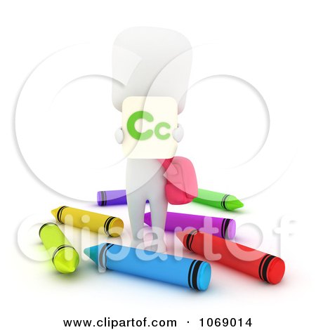 Clipart 3d Ivory School Kid Holding A C Card - Royalty Free CGI Illustration by BNP Design Studio