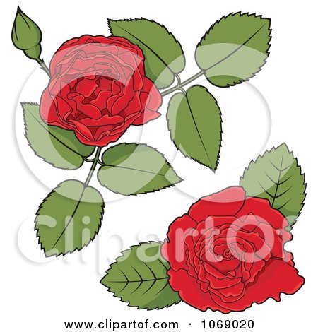 Clipart Red Rose Corner Design Elements - Royalty Free Vector Illustration by Any Vector