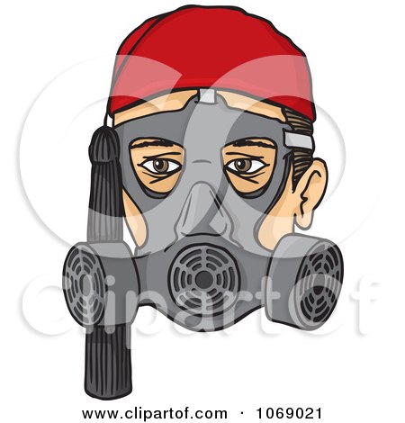 Clipart Greek Evzone Fez And Tassel Gasmask - Royalty Free Vector Illustration by Any Vector