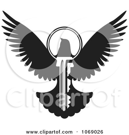 Clipart Black And White Dove Key - Royalty Free Vector Illustration by Any Vector