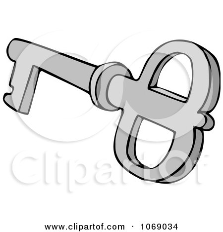 Clipart Gray Skeleton Key - Royalty Free Vector Illustration by djart