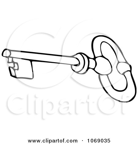 Clipart Outlined Skeleton Key 2 - Royalty Free Vector Illustration by djart