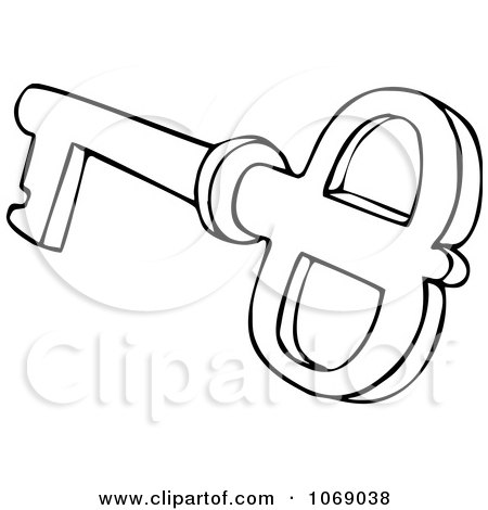 Clipart Outlined Skeleton Key 1 - Royalty Free Vector Illustration by djart