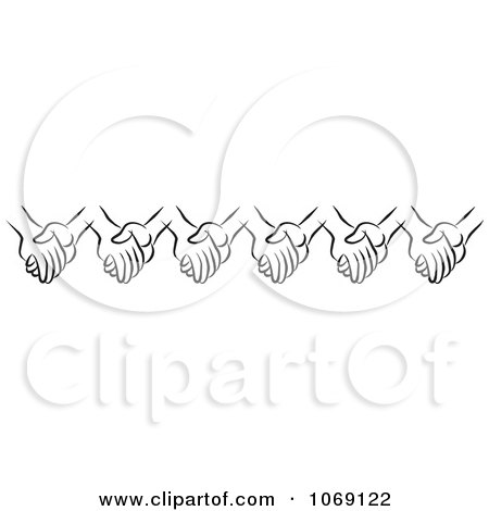 Clipart Border Of Black And White Holding Hands - Royalty Free Vector Illustration by Johnny Sajem