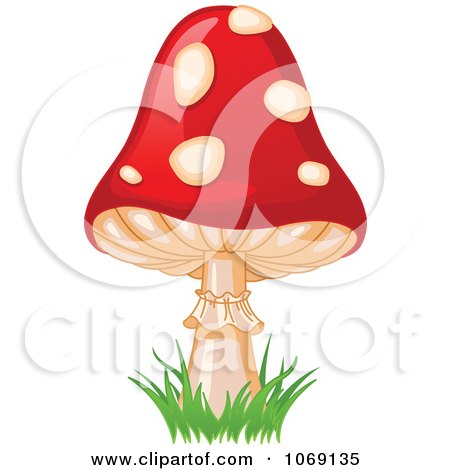 Clipart Fly Agaric Mushroom And Grass - Royalty Free Vector Illustration by Pushkin