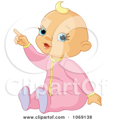 Clipart Baby Girl Pointing - Royalty Free Vector Illustration by Pushkin