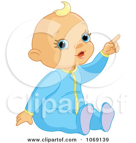 Clipart Baby Boy Pointing - Royalty Free Vector Illustration by Pushkin