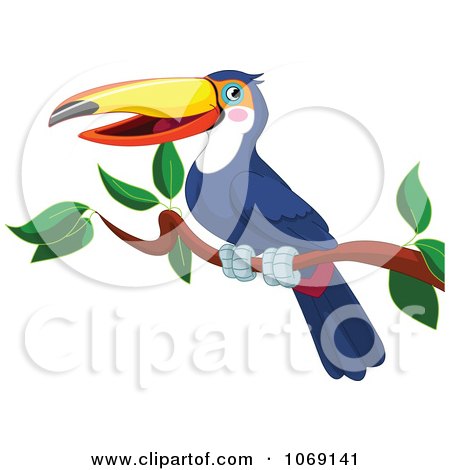 Clipart Happy Perched Toucan - Royalty Free Vector Illustration by Pushkin