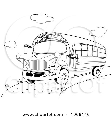 Clipart School Bus Outline - Royalty Free Vector Illustration by Pushkin