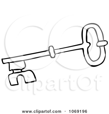 Clipart Outlined Skeleton Key 4 - Royalty Free Vector Illustration by djart
