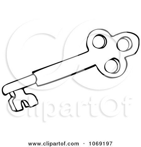 Clipart Outlined Skeleton Key 3 - Royalty Free Vector Illustration by djart