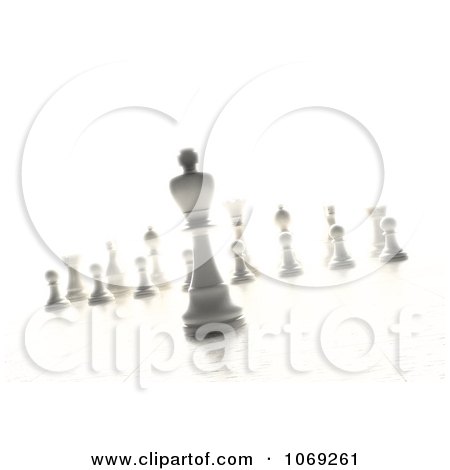 Clipart 3d White Chess King And Other Pieces - Royalty Free CGI Illustration by Mopic
