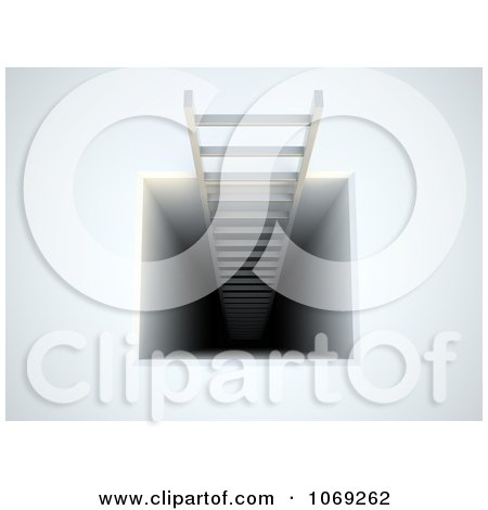 Clipart 3d Ladder Emerging From A Hole - Royalty Free CGI Illustration by Mopic