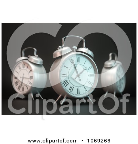 Clipart 3d Alarm Clocks In A Circle - Royalty Free CGI Illustration by Mopic