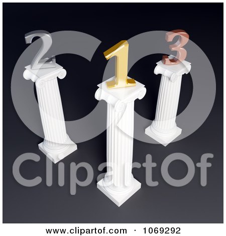 Clipart 3d Gold Silver And Bronze Numbers On Columns 2 - Royalty Free CGI Illustration by Mopic