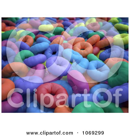 Clipart 3d Brightly Colored Donuts - Royalty Free CGI Illustration by Mopic