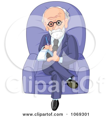 Clipart Male Therapist Sitting In A Chair - Royalty Free Vector Illustration by Pushkin