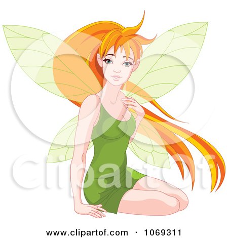 Clipart Fairy With Long Red Hair - Royalty Free Vector Illustration by Pushkin