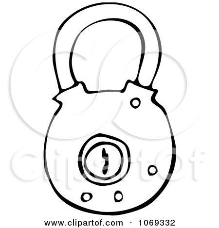 Clipart Outlined Round Padlock - Royalty Free Vector Illustration by djart