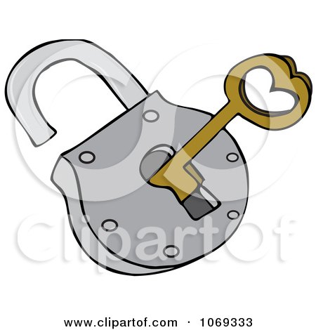 Clipart Skeleton Key And Padlock - Royalty Free Vector Illustration by djart