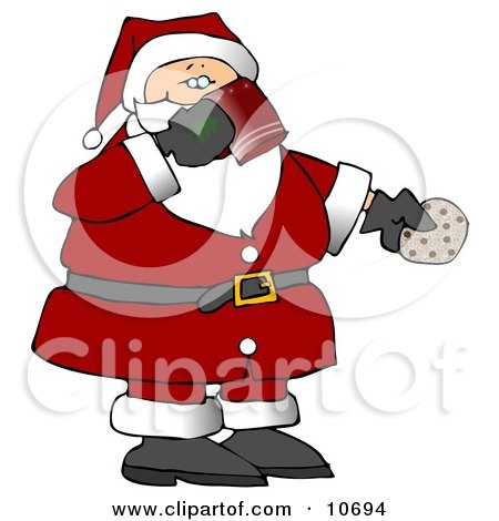 Santa Drinking Milk and Eating Cookies on Christmas Eve Clipart Illustration by djart