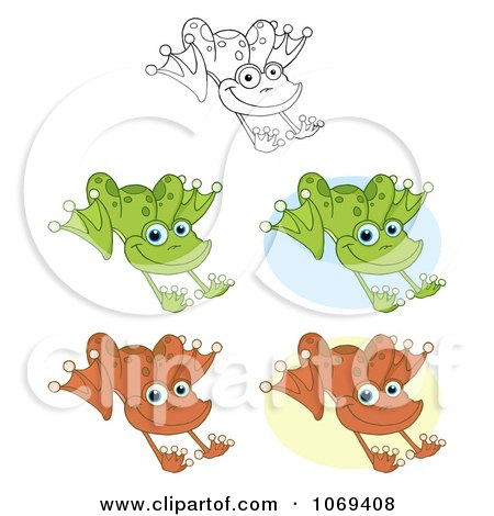 Clipart Frogs Hopping - Royalty Free Vector Illustration by Hit Toon