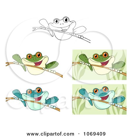 Clipart Frogs On Sticks - Royalty Free Vector Illustration by Hit Toon