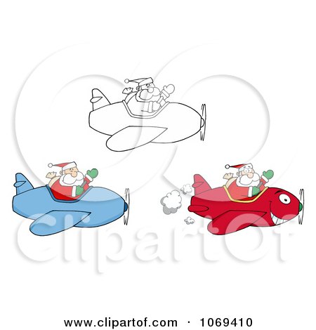 Clipart Santa Pilots - Royalty Free Vector Illustration by Hit Toon