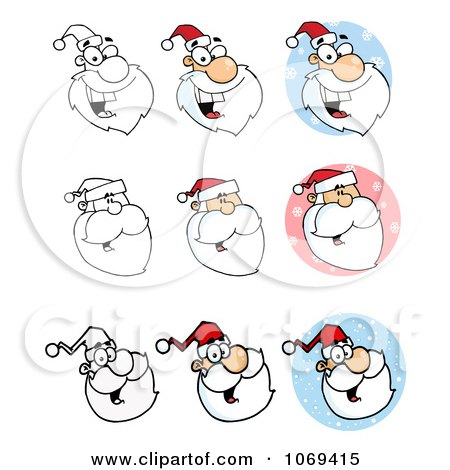 Clipart Santa Faces - Royalty Free Vector Illustration by Hit Toon