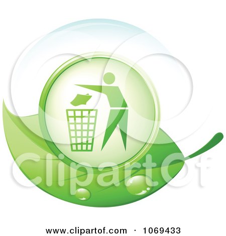 Clipart 3d Person Throwing Garbage Away On A Green Leaf - Royalty Free Vector Illustration by beboy