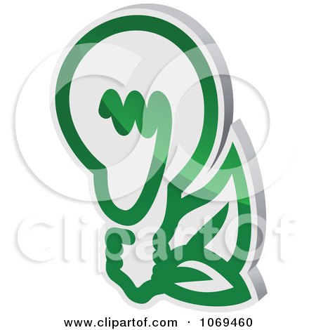 Clipart Green Energy Lightbulb And Leaves Sticker - Royalty Free Vector Illustration by Vector Tradition SM