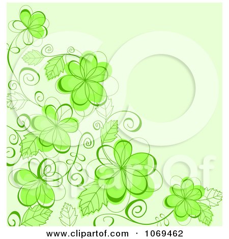 Clipart Background Of Green Flowers On A Vine - Royalty Free Vector Illustration by Vector Tradition SM
