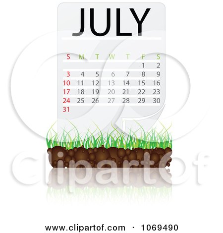 Clipart July Calendar Over Soil And Grass - Royalty Free Vector Illustration by Andrei Marincas