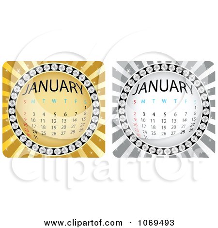 Clipart January Calendar Bursts - Royalty Free Vector Illustration by Andrei Marincas