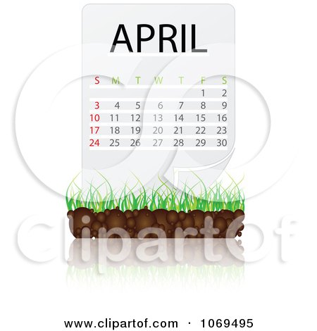 Clipart April Calendar Over Soil And Grass - Royalty Free Vector Illustration by Andrei Marincas