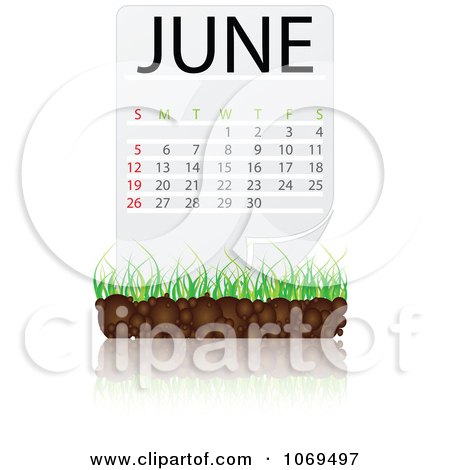 Clipart June Calendar Over Soil And Grass - Royalty Free Vector Illustration by Andrei Marincas
